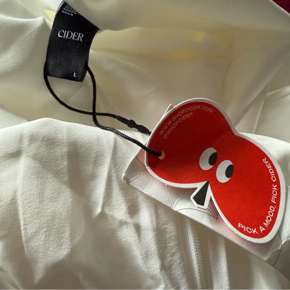 Cider - Solid Satin Asymmetrical Ruched Midi Dress - size large - Picture 9 of 9